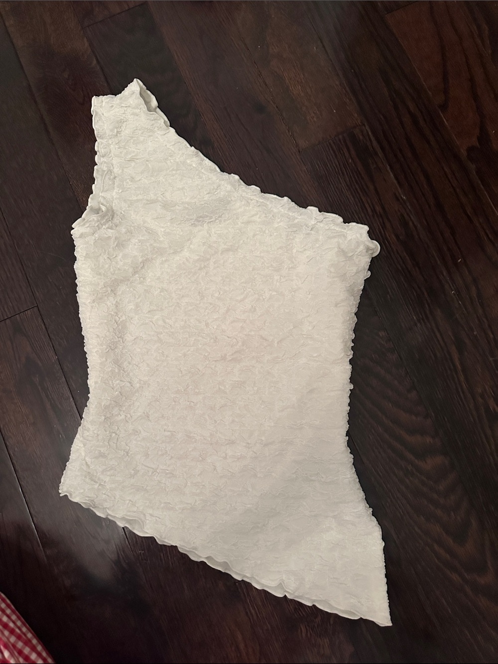 H&M White One-Shoulder Textured top